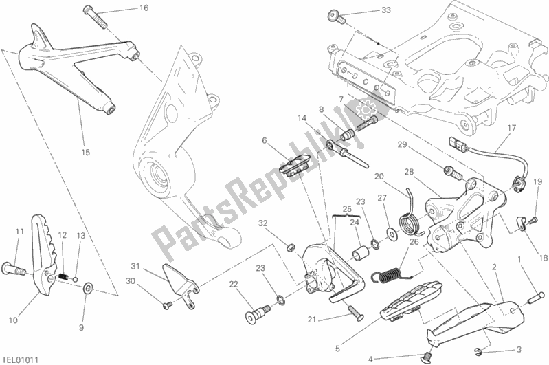 All parts for the Footrests, Right of the Ducati Diavel Xdiavel S 1260 2018